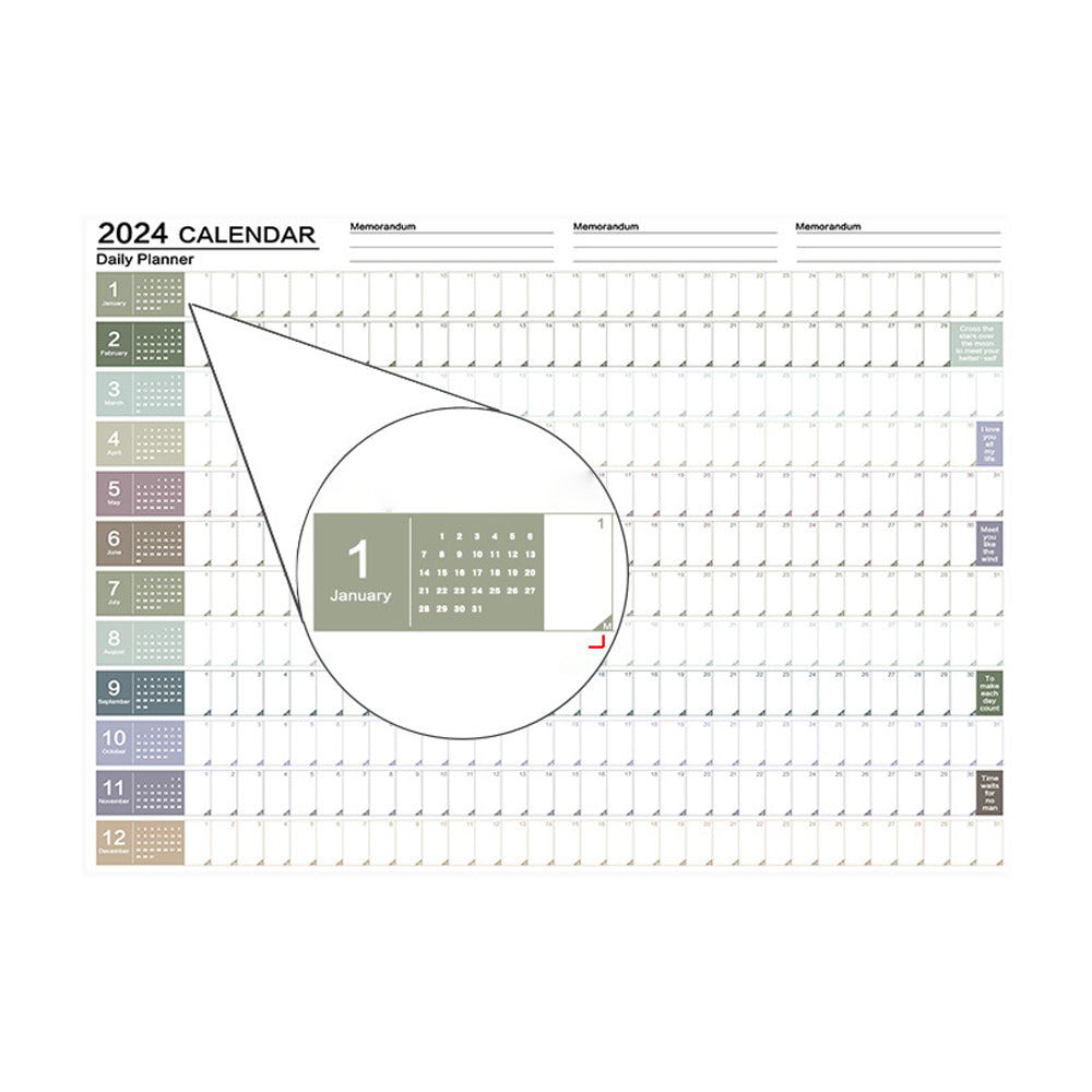 2024 Poster Calendar 365 Days Calendars Yearly Planner Schedule Calend