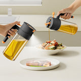 2-in-1 650ml Olive Oil Sprayer & Dispenser Bottle for Cooking Baking BBQ Black