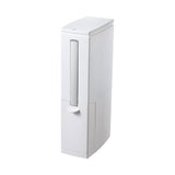 2-in-1 Slim Trash Can and Toilet Brush Set Bathroom Garbage Bin Wastebasket with Lid White