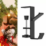2 Pack 2-in-1 Hanging Hooks Adjustable Garland Stocking Hangers with 2 Hooks for Home Christmas Decoration Black