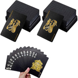 2 Pack Waterproof Playing Cards Set Plastic Deck of Cards Poker Game Set for  Party Camping Travel On-the-Go Black