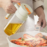 2-in-1 650ml Olive Oil Sprayer & Dispenser Bottle for Cooking Baking BBQ Beige
