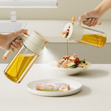 2-in-1 650ml Olive Oil Sprayer & Dispenser Bottle for Cooking Baking BBQ Beige