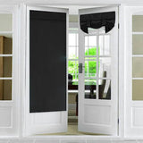 2 Panels Door Curtains Self-Adhesive Blackout Window Door Curtain Privacy Thermal Insulated Curtain Black