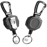 2 Pcs Retractable Keychain Carabiner Badge Key Holder