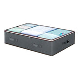 2 Pack Under Bed Zipper Storage Containers 90L Collapsible Closet Organizer Bins with Clear Window Grey