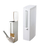 2-in-1 Slim Trash Can and Toilet Brush Set Bathroom Garbage Bin Wastebasket with Lid White