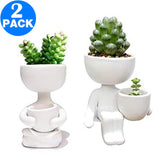 2 Pack Same Colour Same Style Imitation Human Shaped Ceramic Flowerpot Home Decor
