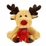 Christmas Elk Stuffed Animal Doll Plush Toy with Red Scarf