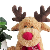 Christmas Elk Stuffed Animal Doll Plush Toy with Red Scarf