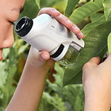 Portable Pocket Microscope Science Toys Educational Microscope Kit for Kids-White