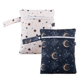 FancyGrab 2Pcs Printed Water Resistant Dry Wet Bag Reusable Diaper Storage Bag Swimsuits Bags Style 7