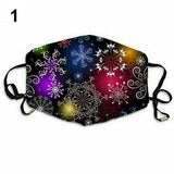 2Pcs Christmas Printed Reusable Cartoon Mouth Face Cotton Mask