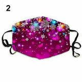 2Pcs Christmas Printed Reusable Cartoon Mouth Face Cotton Mask