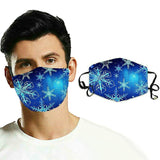 2Pcs Christmas Printed Reusable Cartoon Mouth Face Cotton Mask