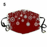2Pcs Christmas Printed Reusable Cartoon Mouth Face Cotton Mask