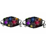 2Pcs Christmas Printed Reusable Cartoon Mouth Face Cotton Mask
