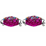 2Pcs Christmas Printed Reusable Cartoon Mouth Face Cotton Mask