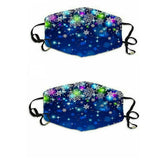 2Pcs Christmas Printed Reusable Cartoon Mouth Face Cotton Mask