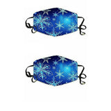 2Pcs Christmas Printed Reusable Cartoon Mouth Face Cotton Mask