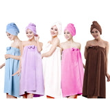 2 X Women's Bath Wrap for Shower with Hair Wrap Warm Loungewear Spa Wrap