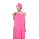2 X Women's Bath Wrap for Shower with Hair Wrap Warm Loungewear Spa Wrap