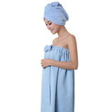 2 X Women's Bath Wrap for Shower with Hair Wrap Warm Loungewear Spa Wrap