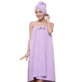 2 X Women's Bath Wrap for Shower with Hair Wrap Warm Loungewear Spa Wrap