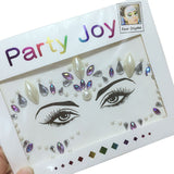 2 Pcs Adhesive Face Gems Rhinestone Jewels Party Festival Stickers