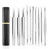 10 Pcs Black Head Remover Pimple Popper Tool Kit Silver