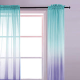 Set of 2 Drape Panels Multiple Installation Ways Semi Sheer Gradient Curtains Home Decoration for Bedroom Living Room