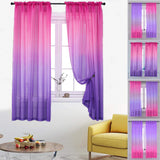 Set of 2 Drape Panels Multiple Installation Ways Semi Sheer Gradient Curtains Home Decoration for Bedroom Living Room