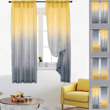 Set of 2 Drape Panels Multiple Installation Ways Semi Sheer Gradient Curtains Home Decoration for Bedroom Living Room