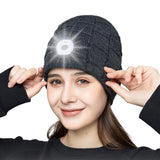 Bluetooth Beanie Hat with Light Wireless Stereo Headphone Dark Grey