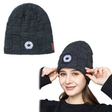 Bluetooth Beanie Hat with Light Wireless Stereo Headphone Dark Grey