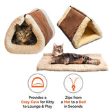 2 In 1 Winter Warm Bed Cat Bed Snooze Tunnel Cat Cave Pet Mat with Zipper
