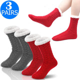 3 Pairs of Anti Slip Warm Thick Knit Socks Unisex