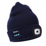 2 in 1 Unisex Beanie Rechargeable Wireless Bluetooth Musical Hat Knitted Hat with LED Flashlight