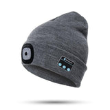 2 in 1 Unisex Beanie Rechargeable Wireless Bluetooth Musical Hat Knitted Hat with LED Flashlight
