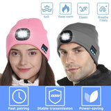 2 in 1 Unisex Beanie Rechargeable Wireless Bluetooth Musical Hat Knitted Hat with LED Flashlight