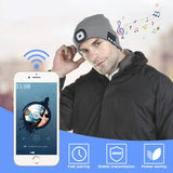 2 in 1 Unisex Beanie Rechargeable Wireless Bluetooth Musical Hat Knitted Hat with LED Flashlight