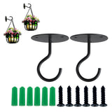 2Pcs Ceiling Swag Hook Metal Plant Bracket Wall Mount for Hanging Plants Black