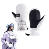 Pair of Adult Winter Ski Mittens Snow Gloves Ski Gloves Water-resistant Mittens White