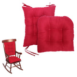 2Pcs Set Non-Slip Rocking Chair Cushion Set with Seat and Back Cushion Red