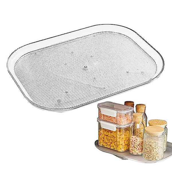 Clear Lazy Susan Fridge Organizer Rectangular Turntable Organizer for Table Kitchen Countertop