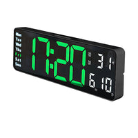 13 Inch Digital Alarm Clock LED Wall Mounted Clock Desk Clock with Temperature Calendar Green