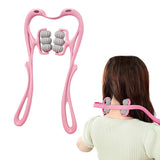 6-Roller Hand Neck Shoulder Massager Handheld Massager Pink