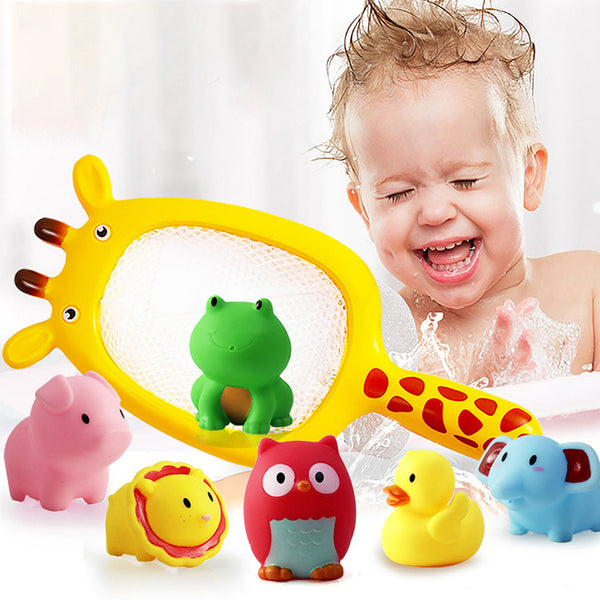 Baby Bath Toys Bathtub Toys with Fishing Net Floating Squirting Toys