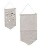 53x26.7cm Wall Hanging Badge Brooch Jewelry Storage Case Canvas Display Banner Stand Pin Collection Organizer Holder White