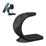 3 in 1 Magnetic Wireless Charger Stand Charging Station for iPhone 14/13/12 Series Apple Watch2-7 Black